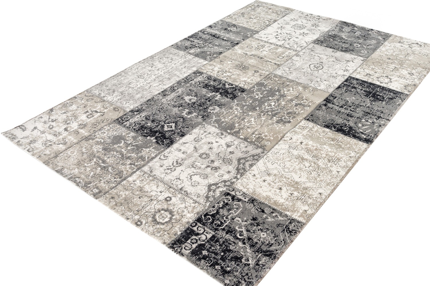 Cool Patchwork Vintage Carpet Grey-linen LifaLiving