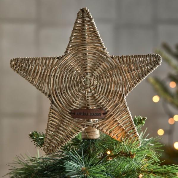 Rustic Rattan Star Tree Topper Rivièra Maison