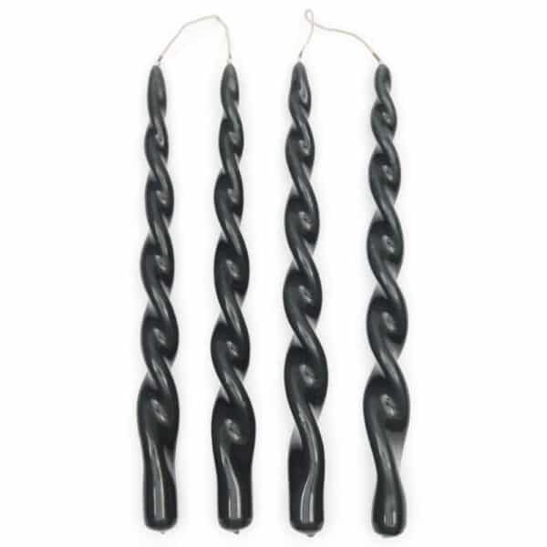 Dinner candle Twisted, Dark Grey 4 pcs Rivièra Maison