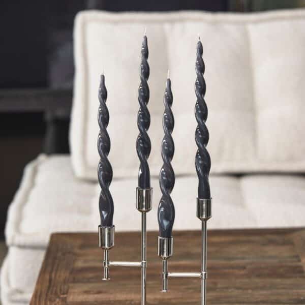 Dinner candle Twisted, Dark Grey 4 pcs Rivièra Maison