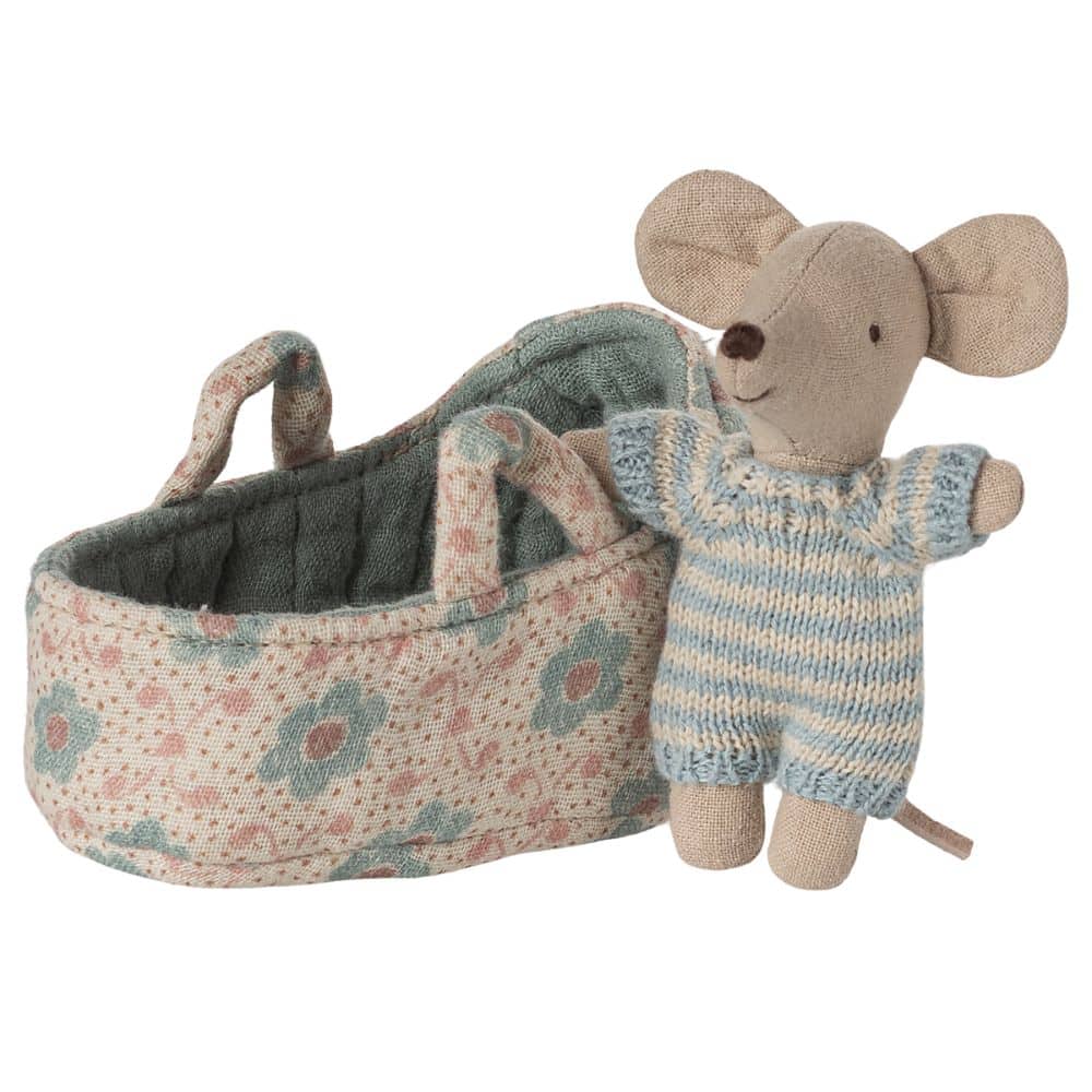 Hiiri + kantokassi sininen Maileg