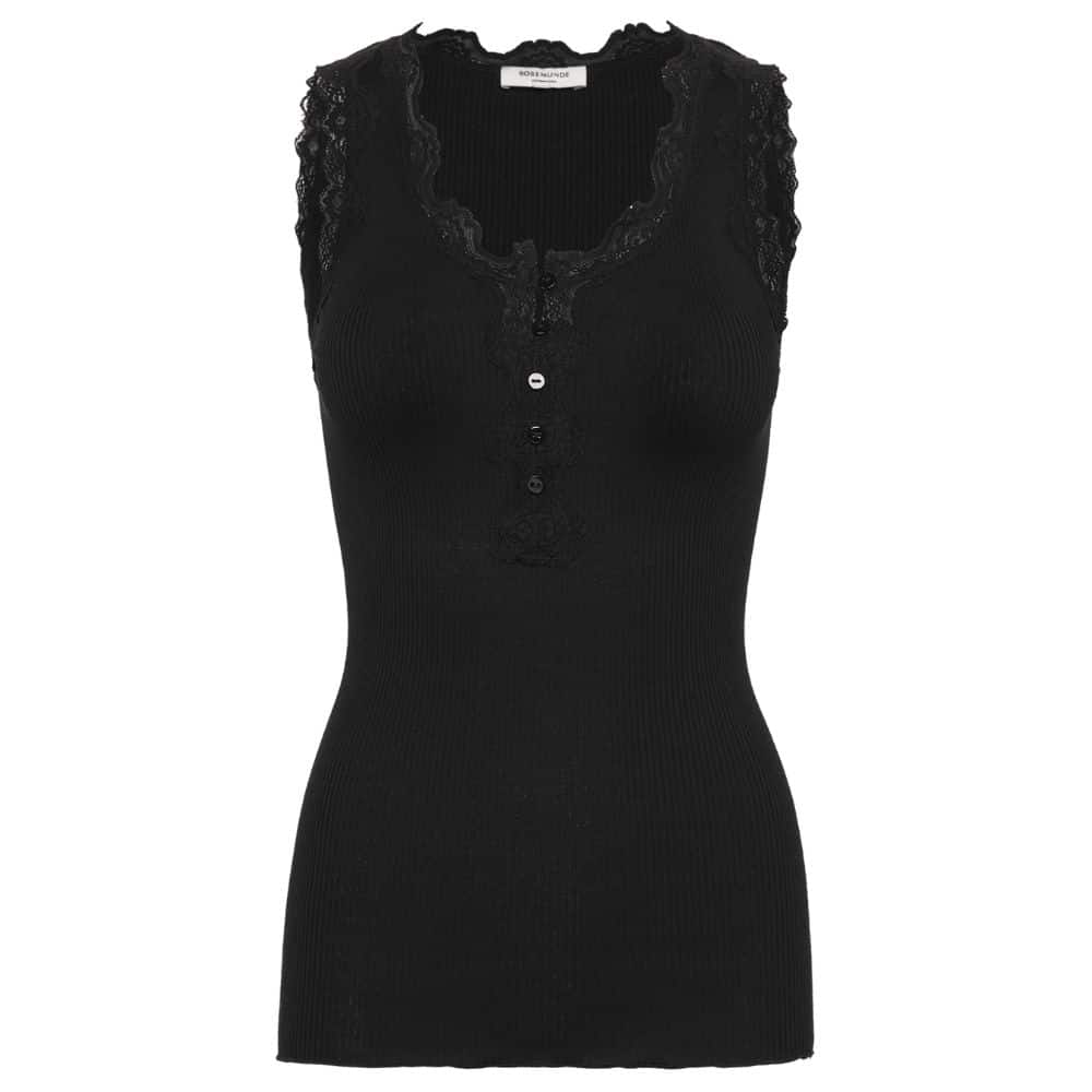 Silkkitoppi napituksella musta Rosemunde