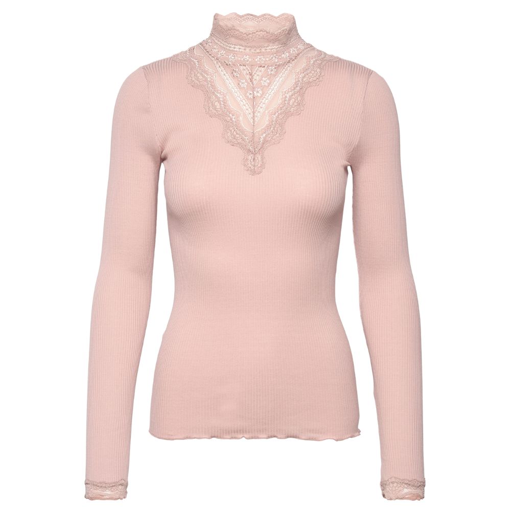 Silkkitoppi pitsikauluksella vintage powder Rosemunde
