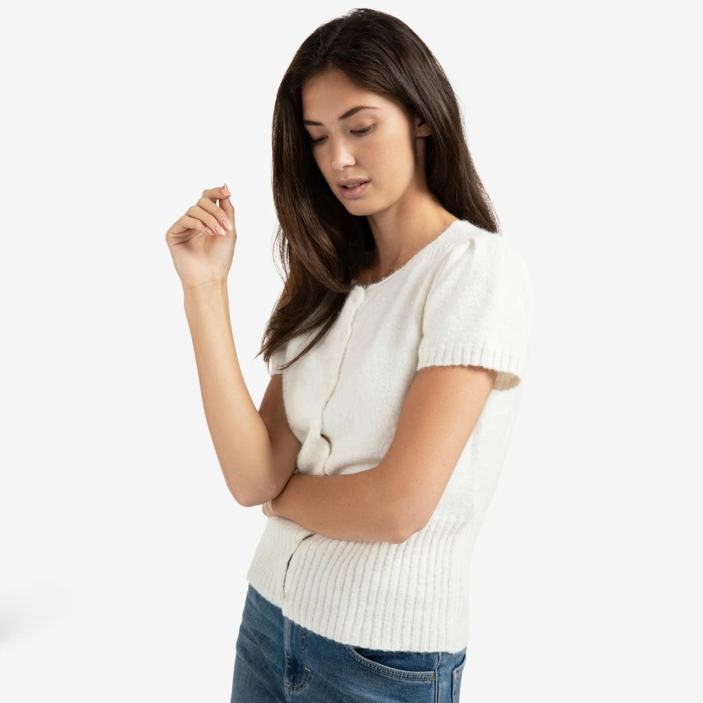 Neuletakki lyhythihainen valkoinen Yaya