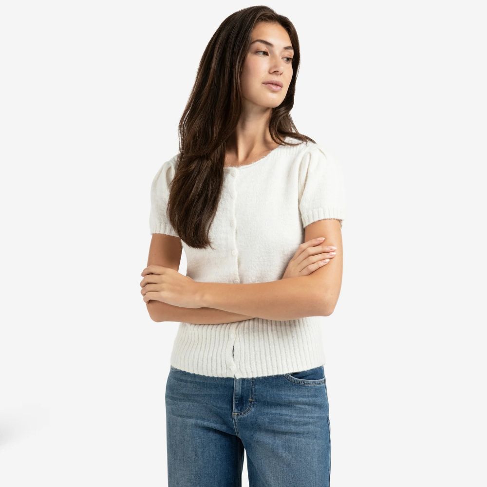 Neuletakki lyhythihainen valkoinen Yaya