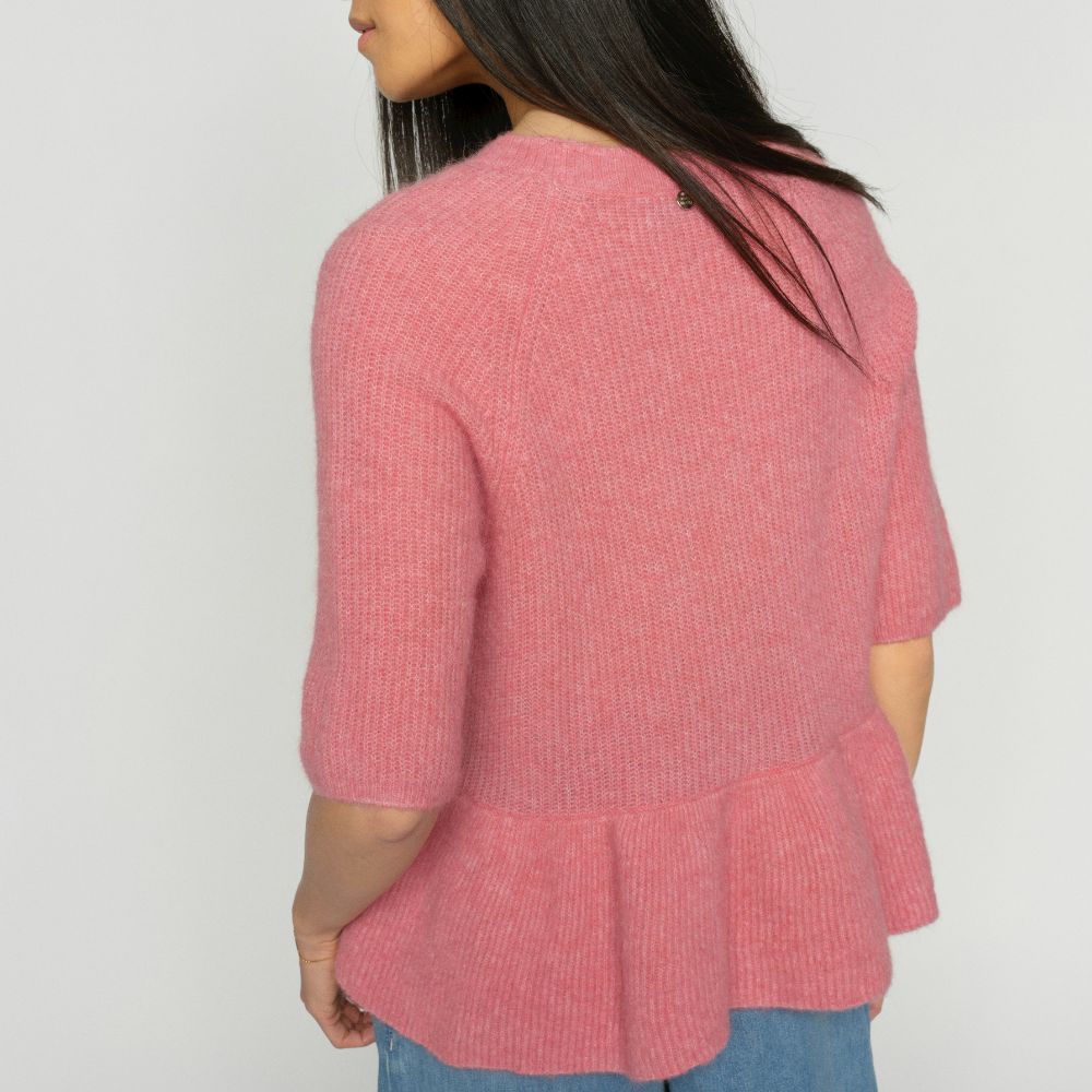 Alpakkaneule Thora Frill vaalea roosa Mos Mosh