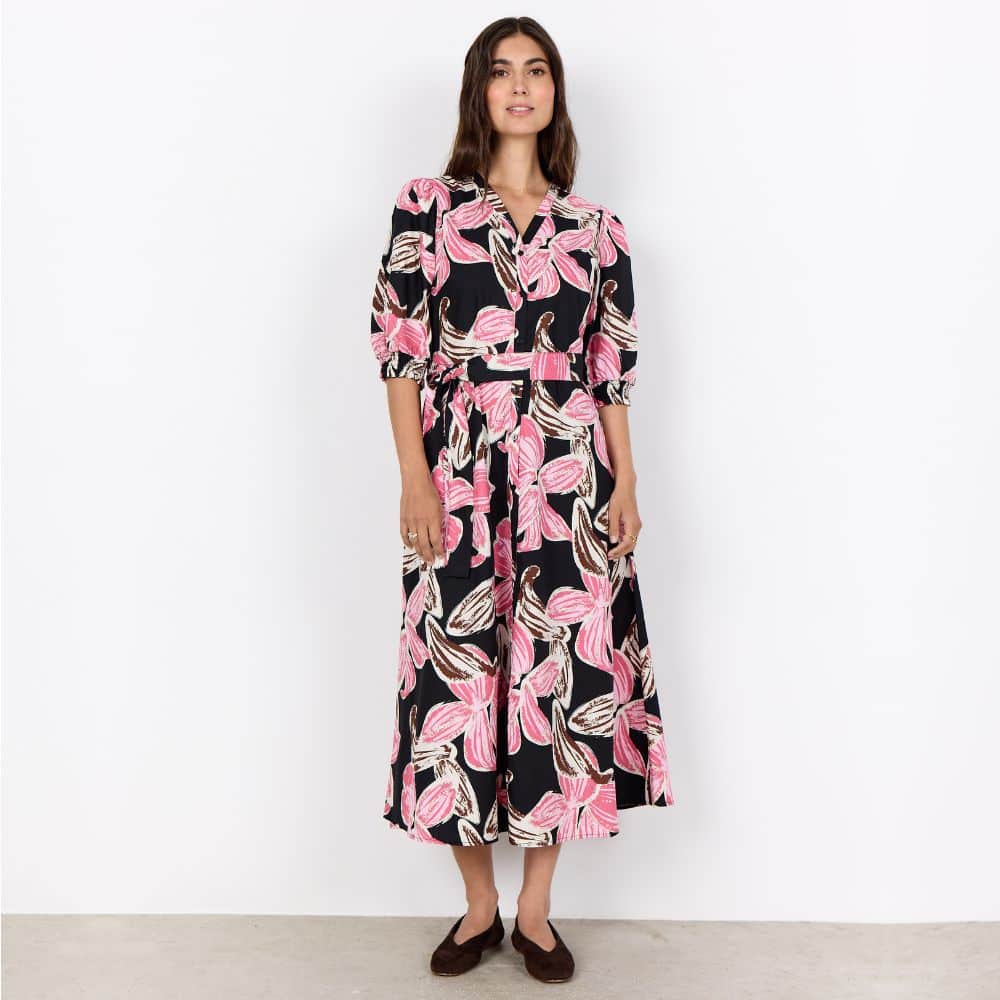 Puuvillamekko vaaleanpunakukallinen SC