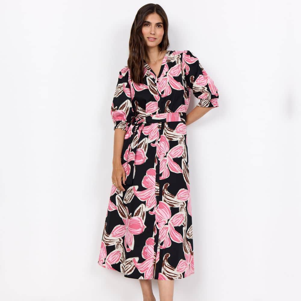 Puuvillamekko vaaleanpunakukallinen SC