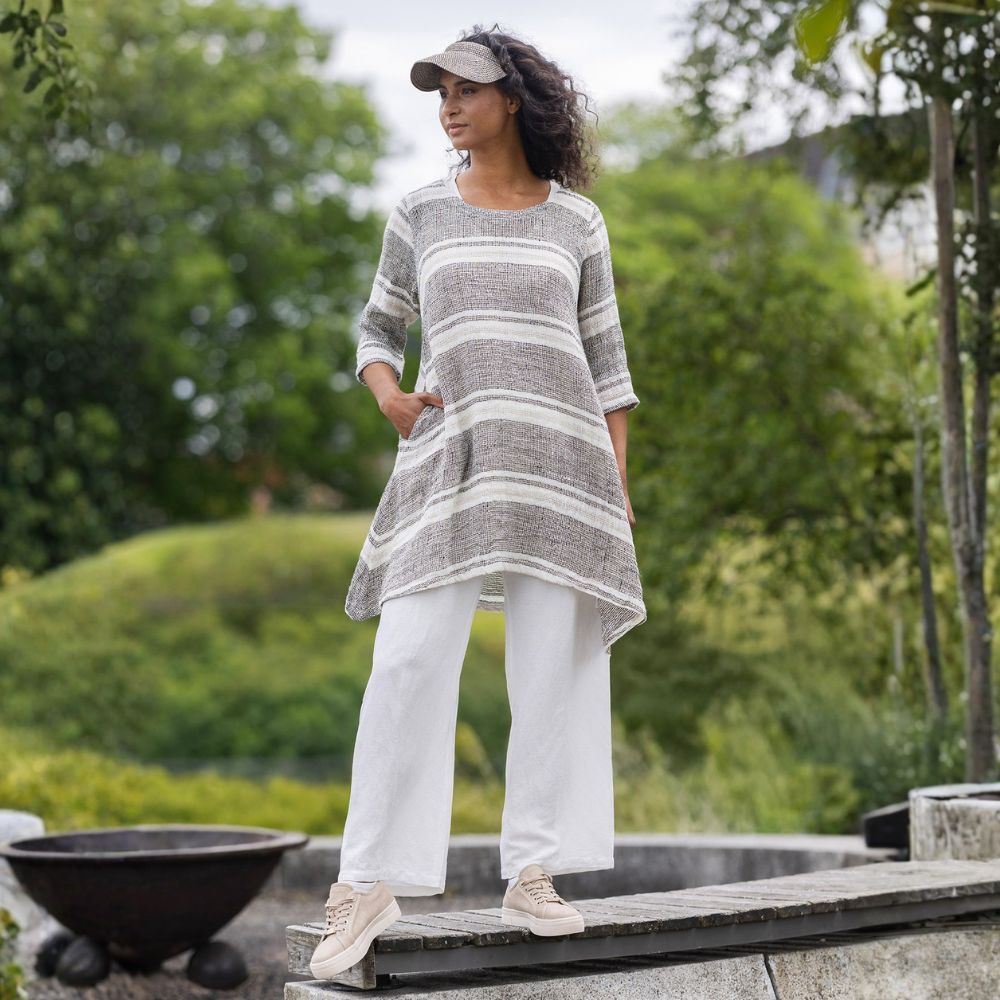 Pellavamekko mustavalkoraidallinen BH