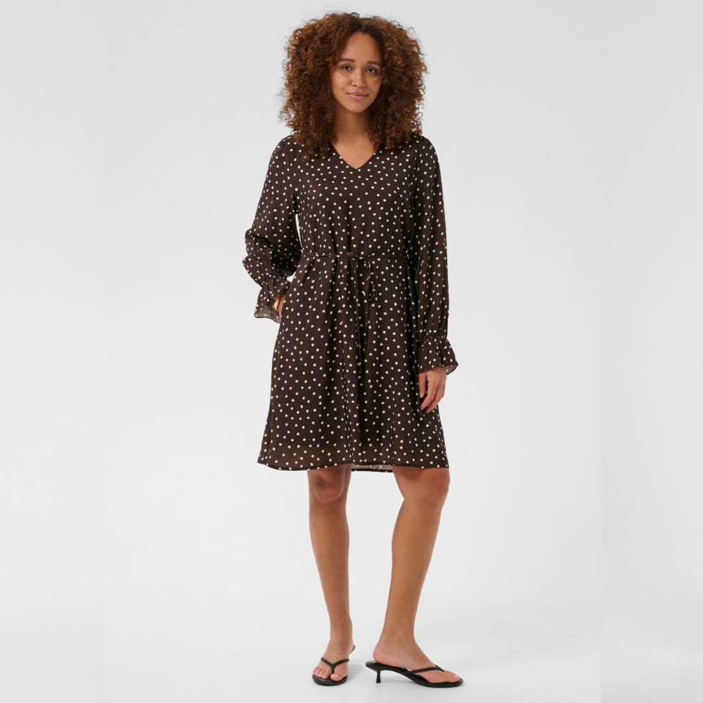 Mekko ruskea pilkullinen Kaffe