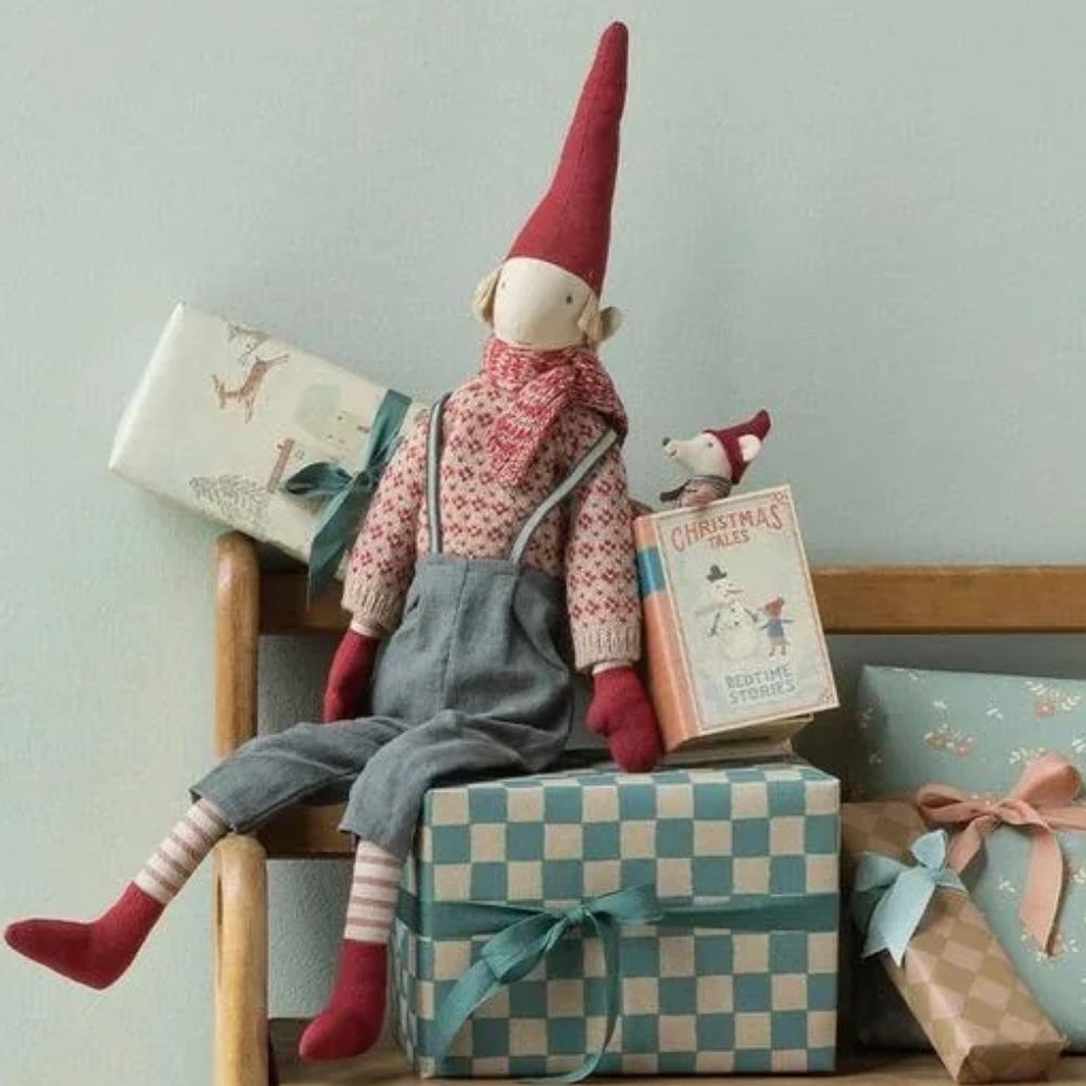 Nisse 61cm punainen neulepaita Maileg